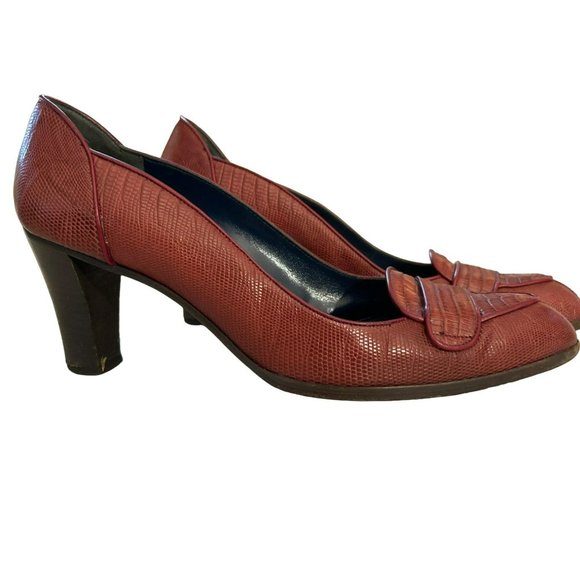 Fratelli Rossetti Women's Italian Red Leather Heels Size 39 Classic Style - Picture 2 of 8